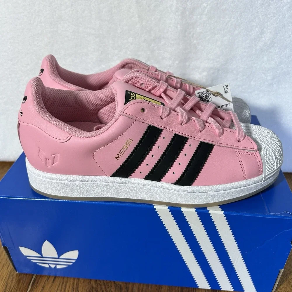 Adidas Womens Size 10 Superstar Messi Inter Miami CF JR1520 Pink Black Shoes